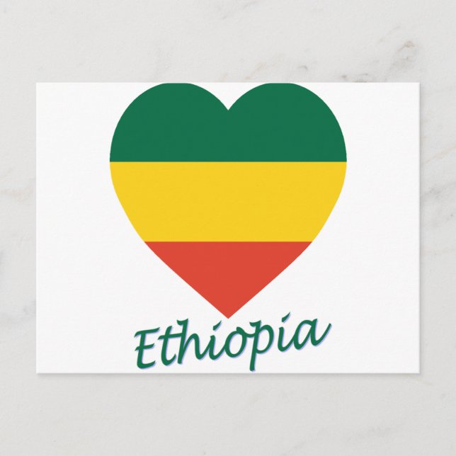 Carte Postale Éthiopie (civile) Coeur du drapeau (Devant)