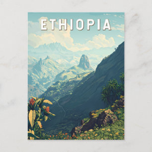 Carte Postale Ethiopie Illustration Voyage Art Vintage