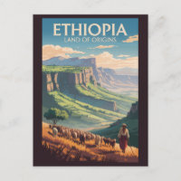 Ethiopie Shepard Herd Travel Art Vintage