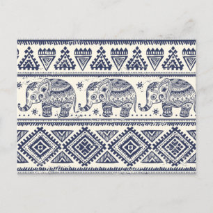 Carte Postale Ethnic Tribal Aztec Elephant Pattern