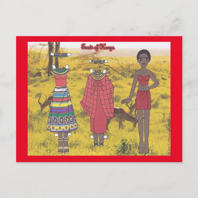 Carte postale Eti of Kenya Paper Doll (Devant)