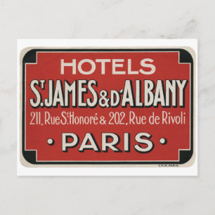Carte Postale Étiquette bagage Vintage voyage Paris