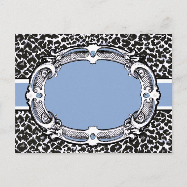 Carte Postale Étiquette bleu Motif Cheetah (Devant)