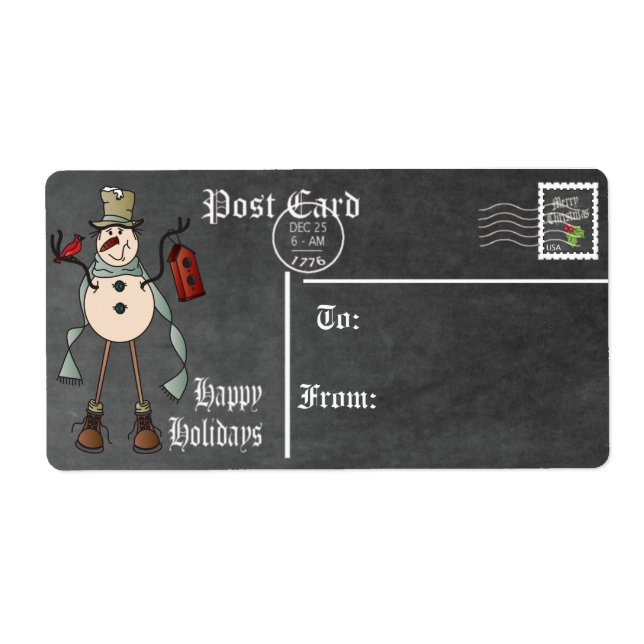 Carte postale, étiquette cadeau Chalkboard Snowman (Devant)