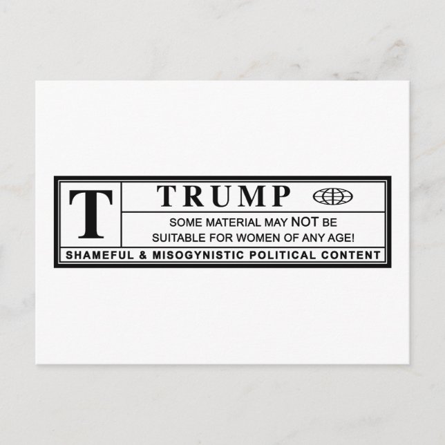 Carte Postale Étiquette d'avertissement Femmes contre Trump (Devant)