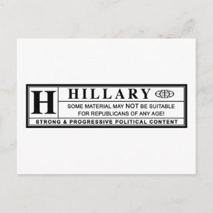 Carte Postale Étiquette d'avertissement Hillary Clinton