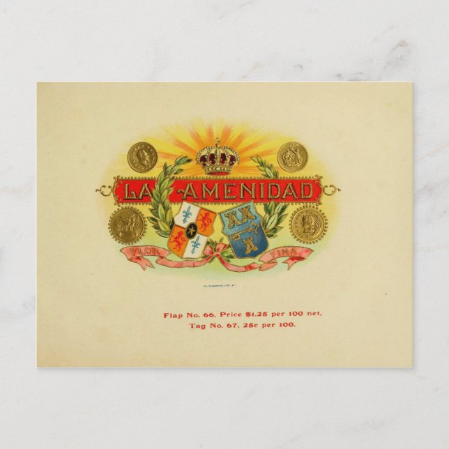 Carte Postale Étiquette de boîte à cigares vintage (Devant)