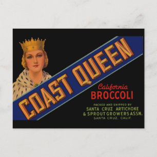Carte Postale étiquette de caisse de la Reine-Coeur des années 1
