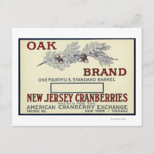 Carte Postale Étiquette de la marque de chêne Cranberry