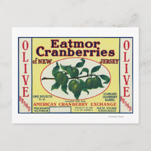 Carte Postale Étiquette de la marque Olive Eatmor Cranberries
