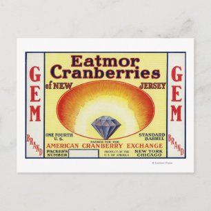 Carte Postale Étiquette de marque Gem Eatmor Cranberries