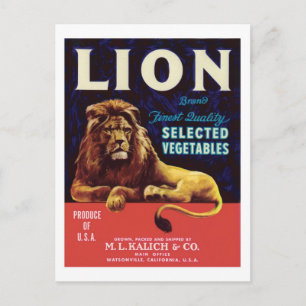Carte Postale Étiquette de produits alimentaires de légumes vint