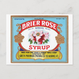 Carte Postale Étiquette de sirop Vintage Rose Brier