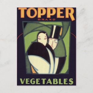 Carte Postale Étiquette de topper végétal vintage, Art Déco Roma