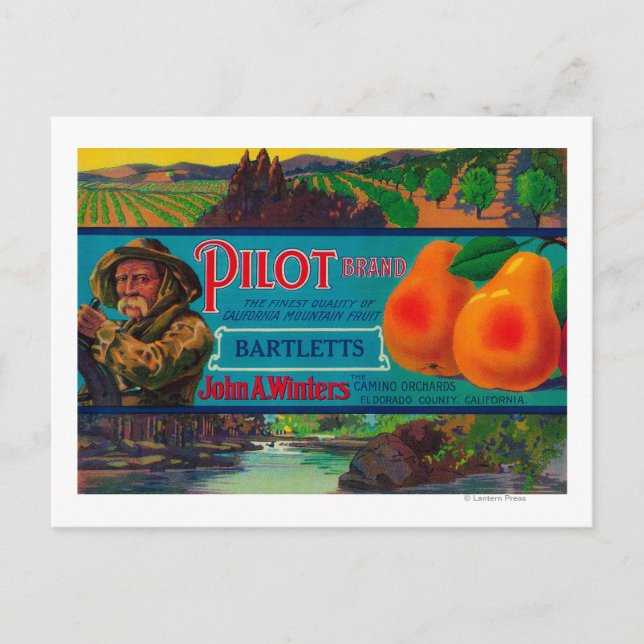 Carte Postale Étiquette du cadran à poires pilotesComté d'El Dor (Devant)