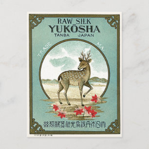 Carte Postale Étiquette japonais Vintage de soie cerf