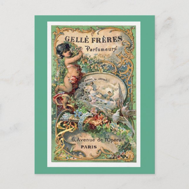 Carte Postale Étiquette Parfum Paris vintage (Devant)