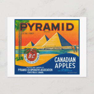 Carte Postale Étiquette Pyramide Apple - Penticton C.-B. Canada