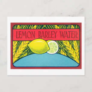 Carte Postale Étiquette vintage à eau citron-orge