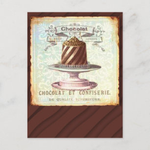 Carte Postale Étiquette Vintage Chocolat et Confiserie