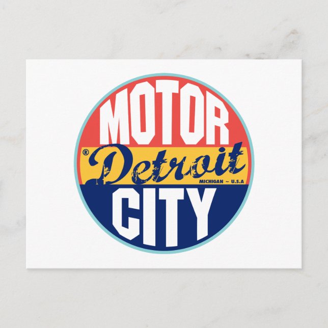 Carte Postale Étiquette Vintage de Detroit (Devant)