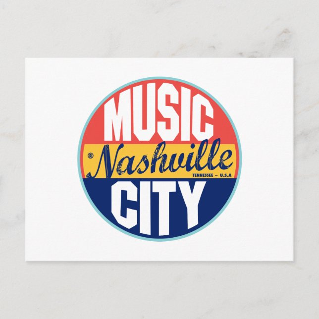 Carte Postale Étiquette Vintage de Nashville (Devant)