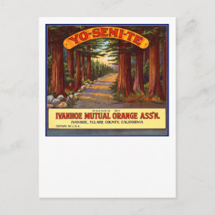 Carte Postale Étiquette vintage Yo-Semi-Te Orange