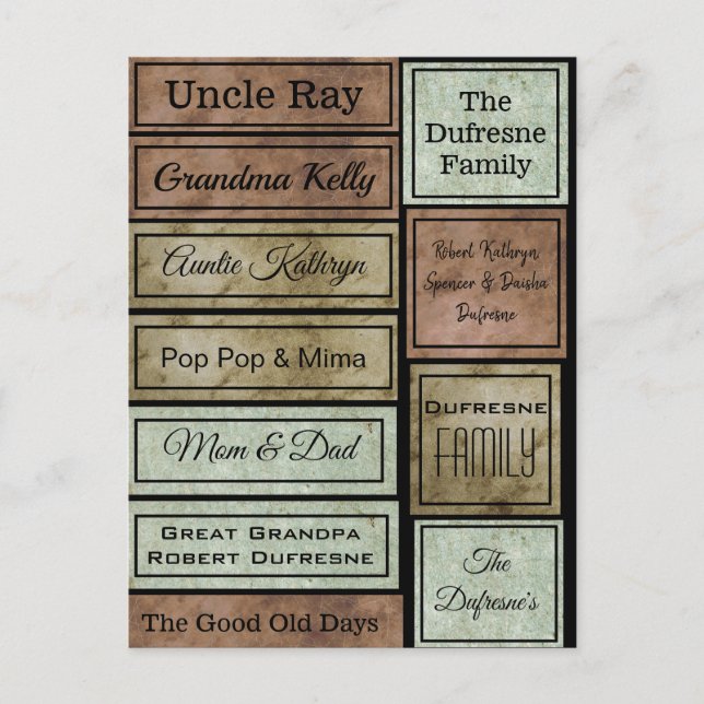 Carte Postale Étiquettes personnalisables de scrapbook (Devant)