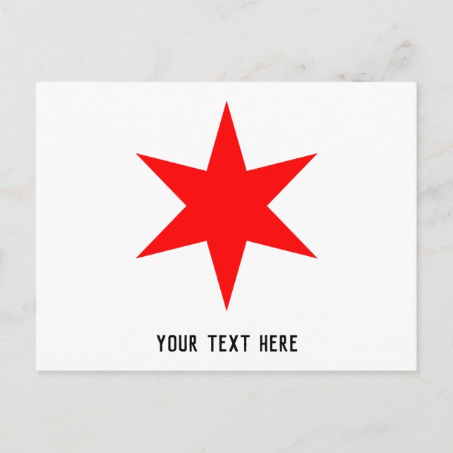 Carte Postale Étoile à 6 points du drapeau de Chicago (Devant)