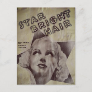 Carte Postale Étoile de cheveux lumineuse de publicité rétro sur