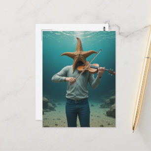 Carte Postale Étoile de mer idiote faisant de la musique