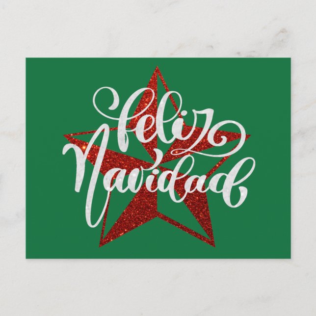Carte Postale Étoile de Noël de la Parties scintillant rouge (Devant)
