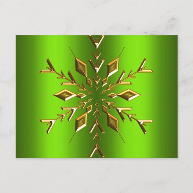 Carte Postale Étoile de snowflake or pour Noël vert (Devant)