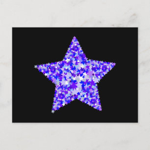 Carte Postale Étoile d'étoiles bleue et violette