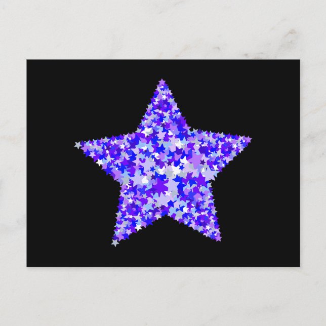 Carte Postale Étoile d'étoiles bleue et violette (Devant)