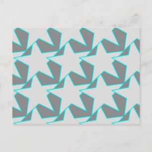 Carte Postale Étoile géométrique moderne - gris et turquoise