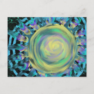 Carte Postale Étoile jaune en spirale, art prophétique moderne