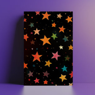 Carte Postale Étoiles arc-en-ciel mignonnes fond noir galaxie