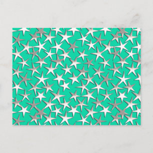 Carte Postale Étoiles argentées sur turquoise