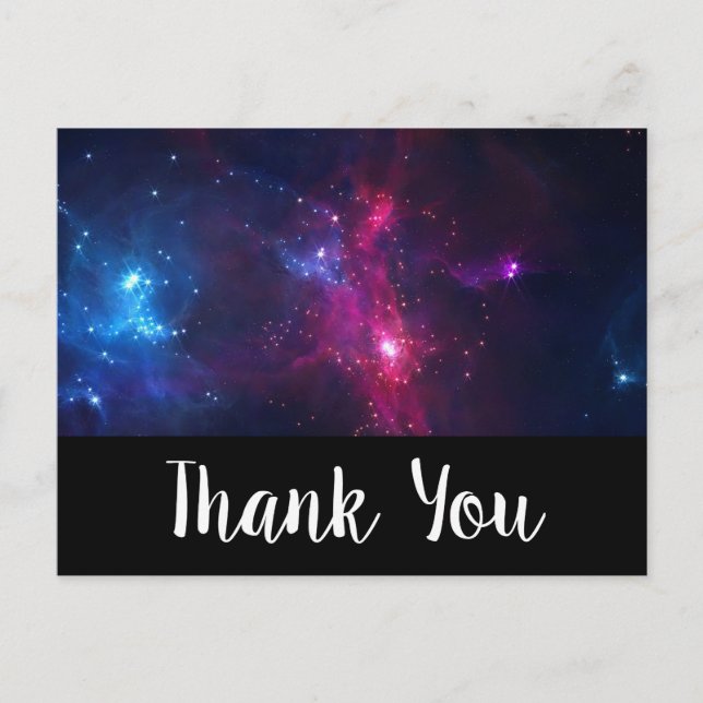 Carte Postale Étoiles cosmiques et Merci nébuleux (Devant)