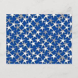Carte Postale Étoiles d'argent sur bleu cobalt