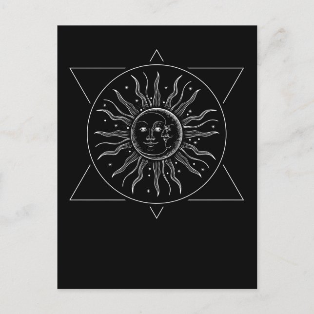 Carte Postale Étoiles de l'espace rétro Soleil Lune Constellatio (Devant)