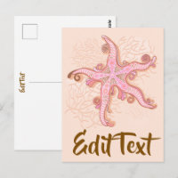 Étoiles de mer et motif pastel rose corail