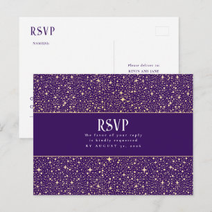 Carte Postale Étoiles de nuit Mariage violet RSVP