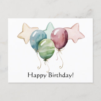 Carte Postale Étoiles et Ballons Joyeux Anniversaire