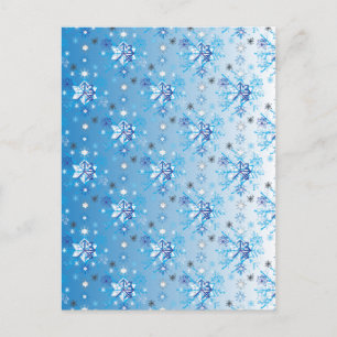 Carte Postale Étoiles et flocons de neige bleu et blanc complexe
