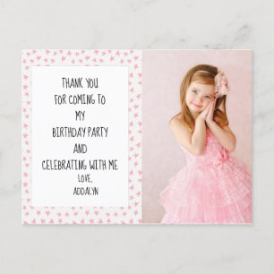 Carte Postale Etoiles roses et blanches Merci d'anniversaire