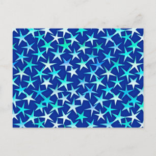 Carte Postale Étoiles satinées, bleu pâle sur cobalt