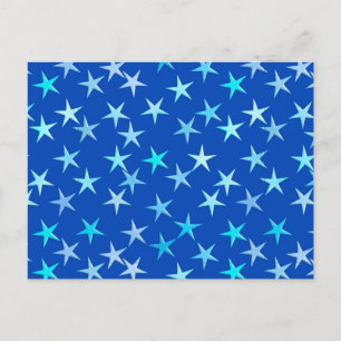 Carte Postale Étoiles satinées, bleu pâle sur cobalt