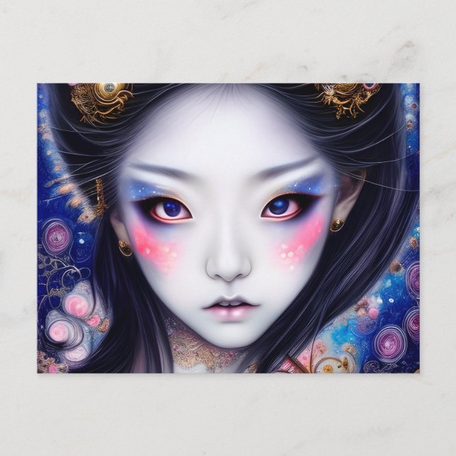 Carte Postale Étonnante Japonaise fille Imaginaire gothique (Devant)